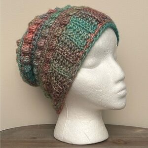 Multi-Colored Knitted Slouchy Beanie Hat